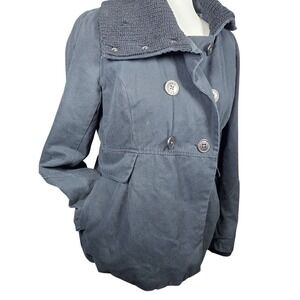 BKE Black Double Breasted Thick Womens Coat With Sweater Neck Collar And Cuffs M